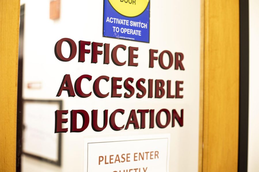 Door of the Office of Accessible Education taken on December 13, 2021. Students go to the OAE for disability accommodations.