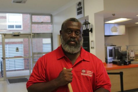 Wayne, a member of the custodial staff at Loyola in the Danna Center.