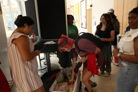 Stephanie Oblena, SGA president, interacts with other students at a recent SGA outreach event.