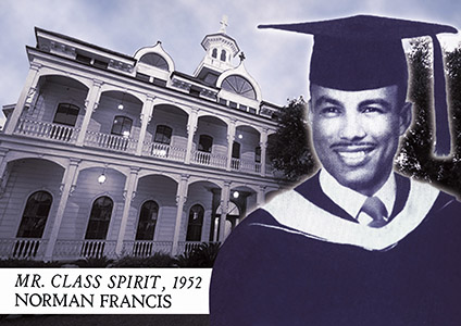 Collage of Loyola New Orleans Law School with the graduation photo of Dr. Norman Francis.