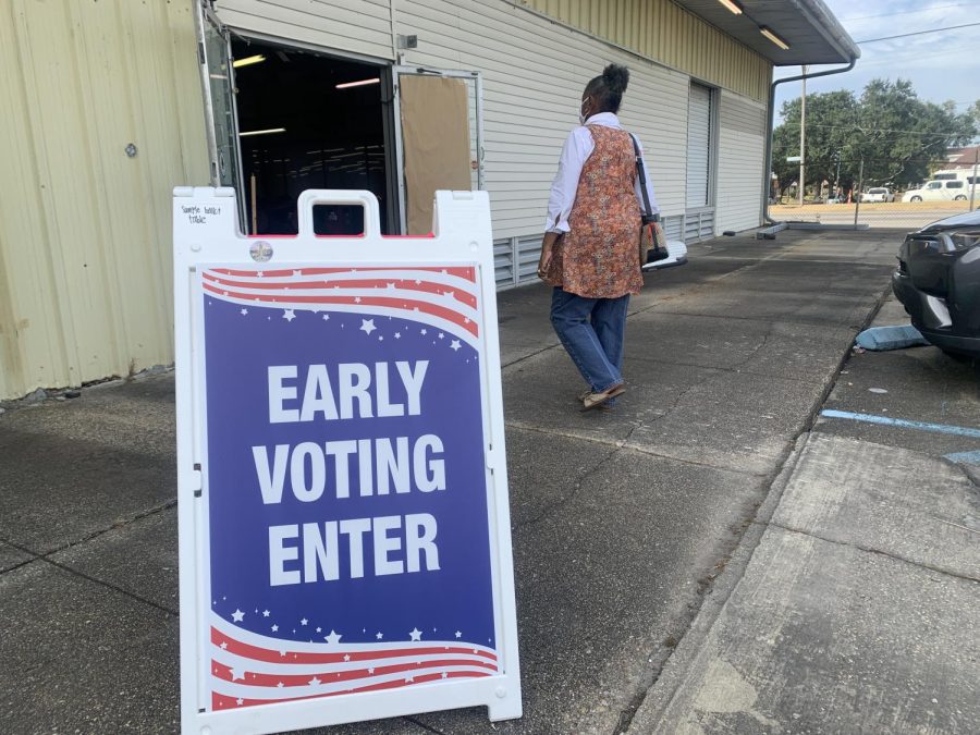 A voter enters the early voting center on Chef Menteur Highway on Nov 1. About 363,009 residents who participated in the states early voting period keeping up with the state’s steady increase in midterm election turnout.