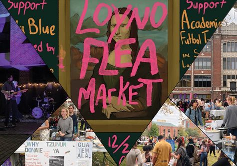 A combination of photos, from both the most recent and the previous flea market, along with the main poster advertising the event