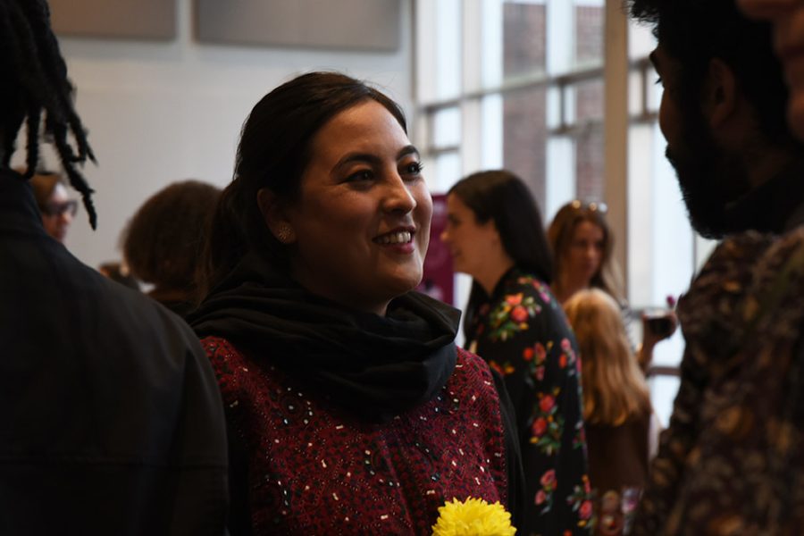 Negina Khalili talks to students and faculty at the International Womens Day event on March 8.