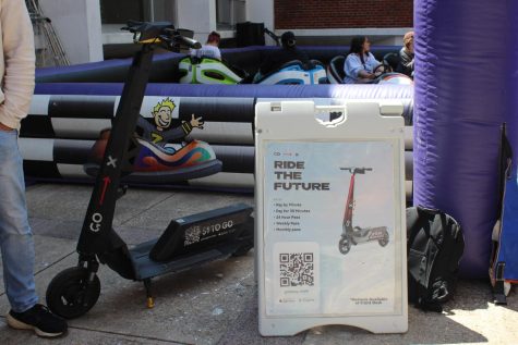 One of the new Go X scooters being displayed at Crawfish in the Quad on April 24, 2023. These scooters will be available in the fall.
