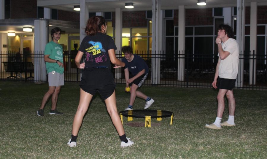Students partake in a game of spike-ball on May 4, 2023. The event took place in the residential quad.