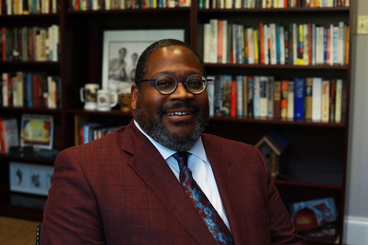 University president Xavier Cole in his office. Cole is beginning his first year in this position.
