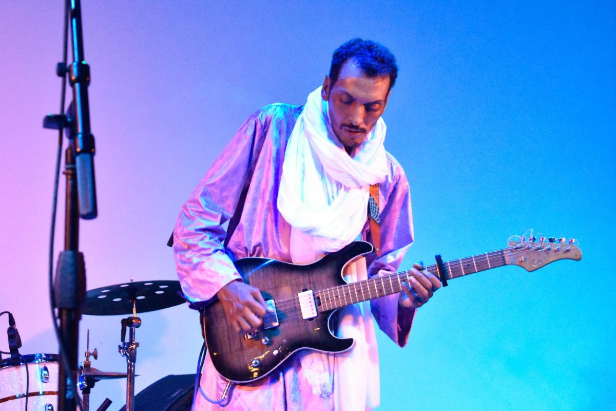 Bombino plays electric guitar at The Broadside on Sept. 15, 2023. The band is on their Peace and Love tour, which is traveling through the U.S. and Europe.
