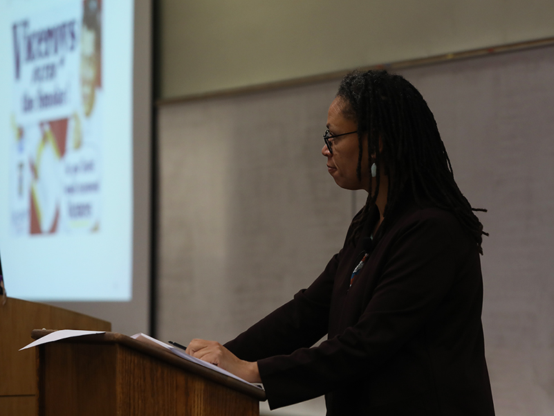 Law professor Andrea Armstrong teaches Constitutional Law at the law school on Oct. 17, 2023. Armstrong was awarded the Genius Grant for her work with prison reform.