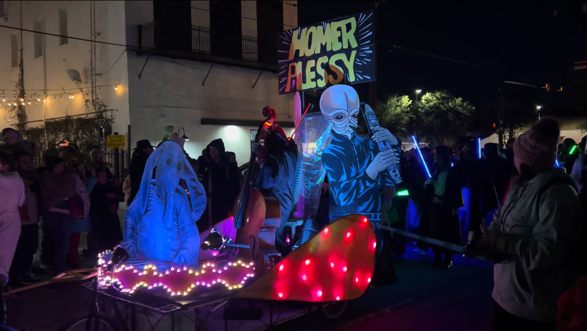Homer Plessy float rolls by during intergalactic Krewe of Chewbacchus parade on Jan. 20, 2024