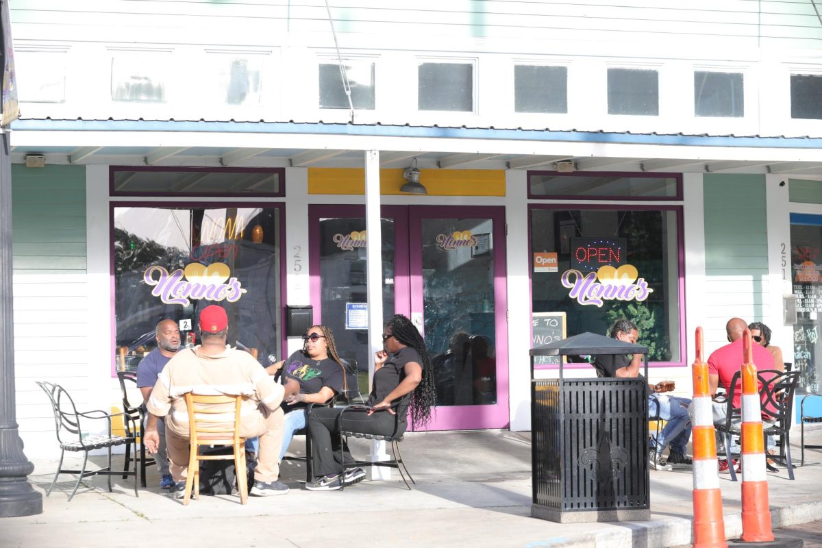 People dine outside at Nonno’s Cajun Cuisine & Pastries on Bayou Rd. Nonnos is Black-owned and operated. 