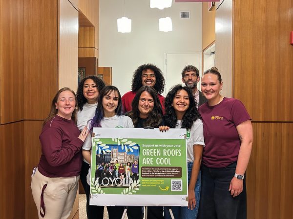 The students of Green Roofs are COOL alongside Director of Environmental Law Marianne Cufone; Back row from left to right: Leila Avery, Michael RIchard, Leonard Khan; Front row from left to right: Erin Gillen, Abby Tamburello, Marianne Cufone, Nikandra Morales, Anna Upman