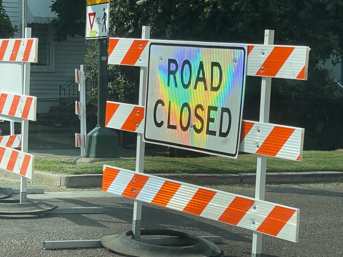 A construction sign blocks off Willow Street from Burdette Street on Aug. 14.