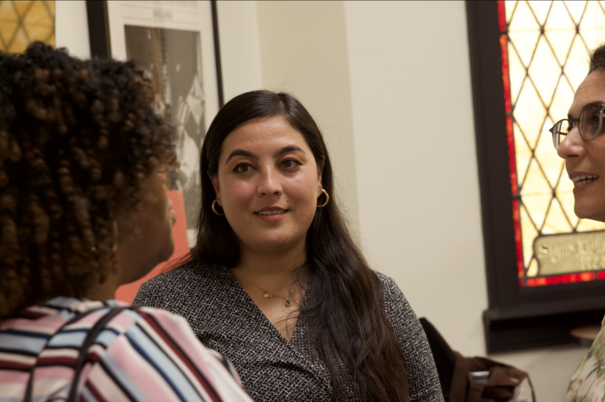 Negina Khalili, new director of the women’s resource center speaks at meet and greet event.