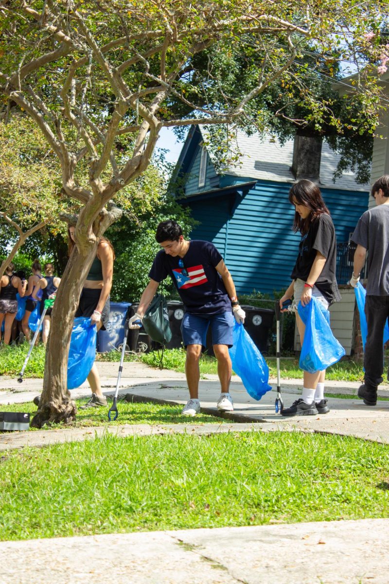 Students pick up trash on environmental clean up day, Sept. 21.