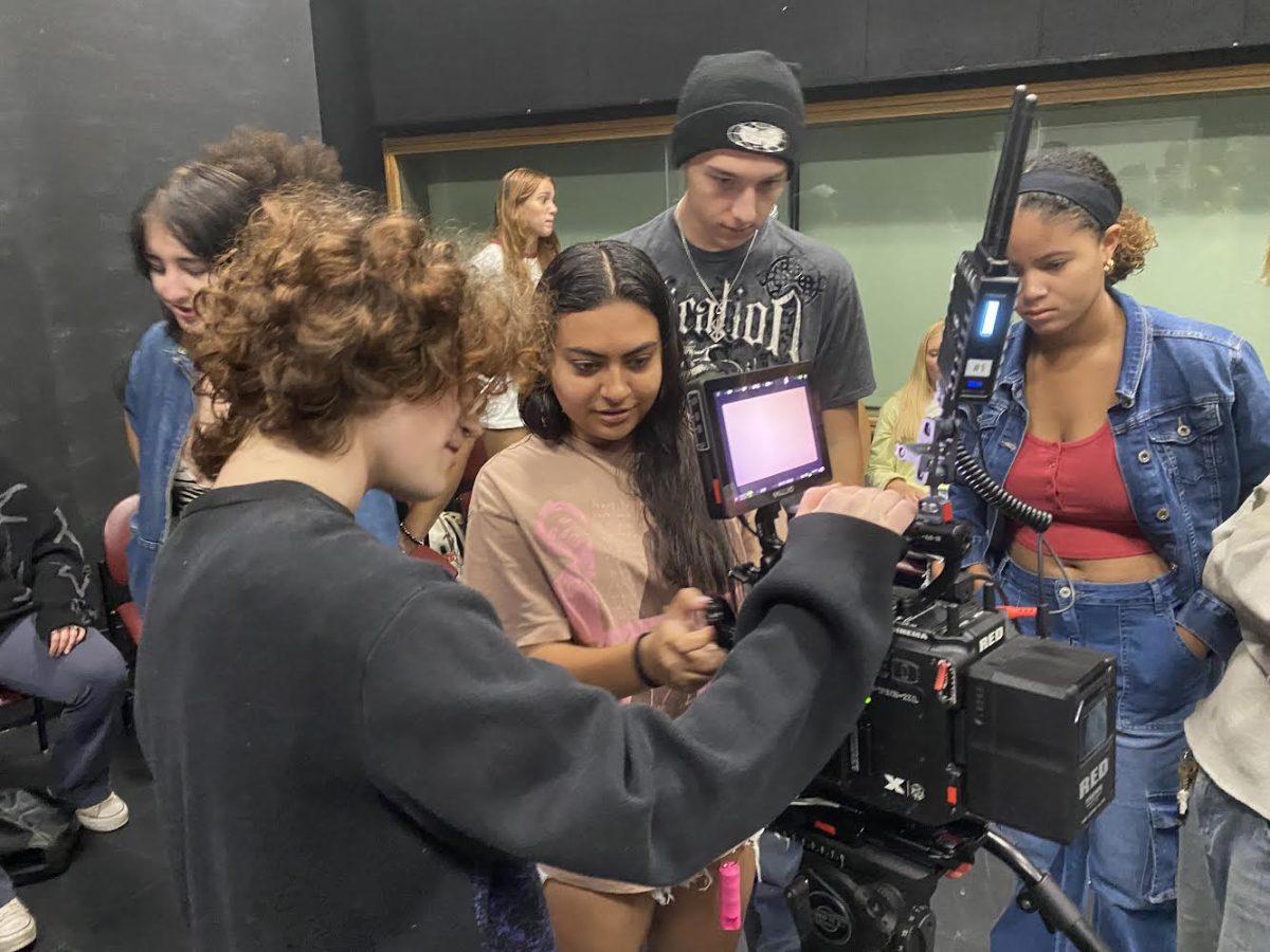 Film students use the new cameras provided by the grant. Courtesy of film department.