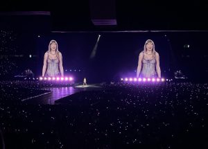 Taylor Swift reveals purple bodysuit that she described as "very New Orleans" on her third performance in the city on Oct. 27, 2024. Her New Orleans stop was the second to last U.S. show on the tour. 