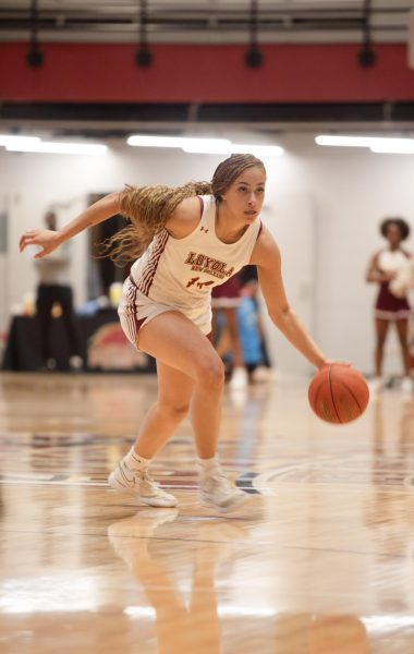 Sophomore forward Alissa O'Dell dribbles up the court against the University of Tennessee Southern on Nov. 21, 2024.