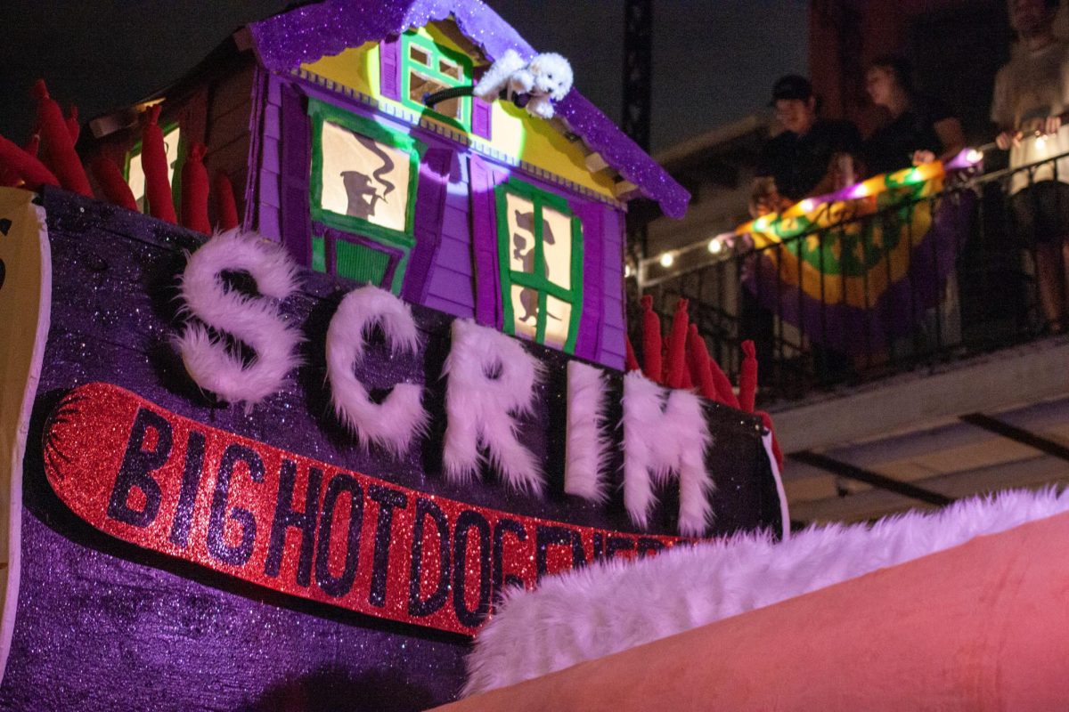 Mardi Gras  oat in the Krewe Du Vieux parade on Feb. 15.