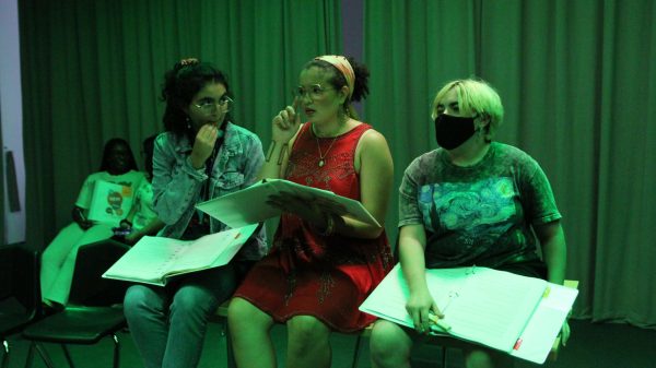 Valentina Russell, Samantha Perkins, and Danni Caminita in "The Perks of Being a Wall-Crawler." Ava Dufrene/The Maroon