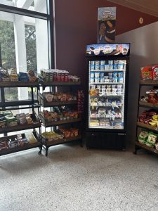 The temporary market located on the main floor of the Danna Center.