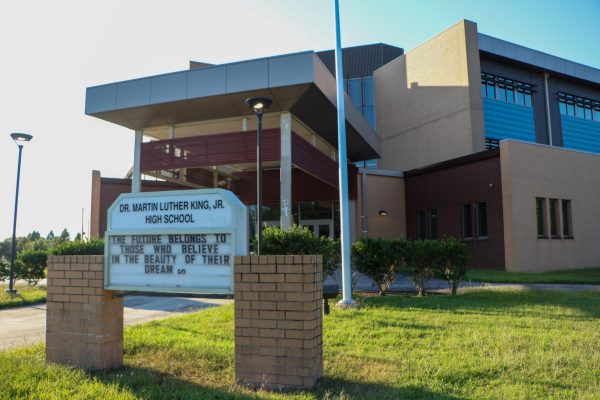 Entrance of Dr. Martin Luther King, Jr. High School in the Lower 9th Ward. The school closed after a vote by the Orleans school board. 