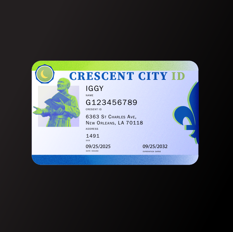 Graphic of the Crescent City ID