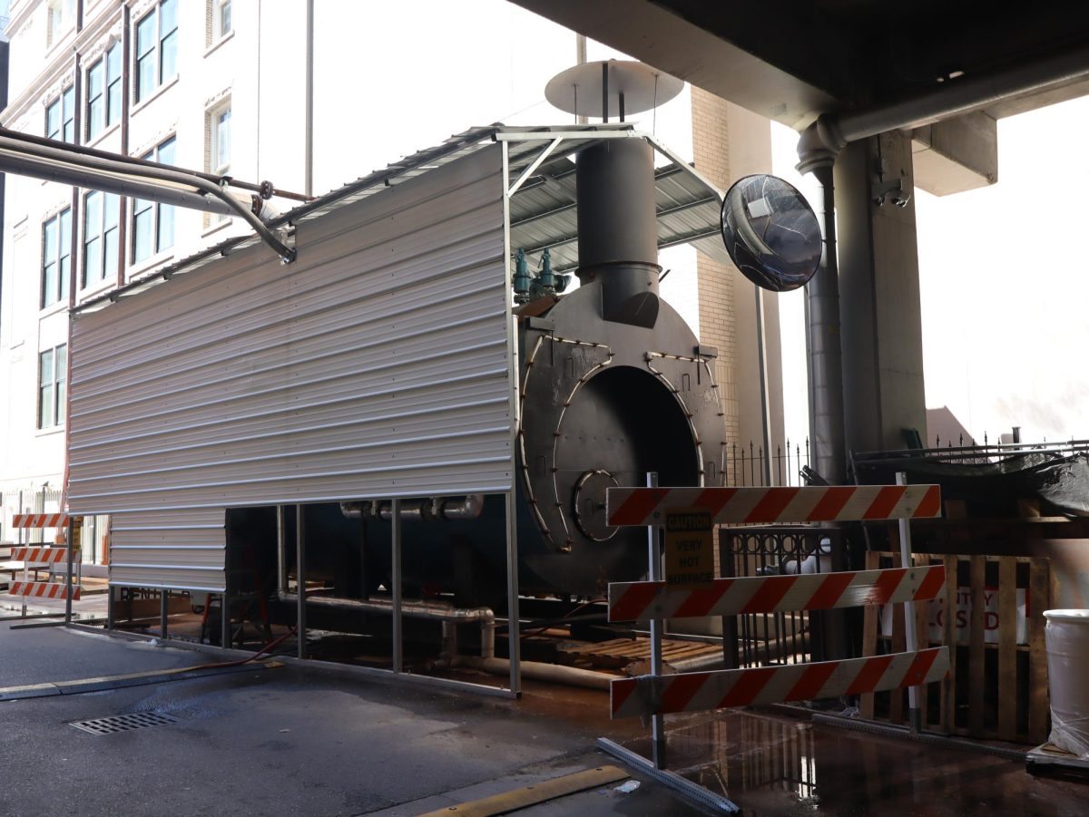 Photo of boiler located in West Road Garage on Oct. 20, 2025. The boiler pump failed, disrupting heating and hot water on campus.