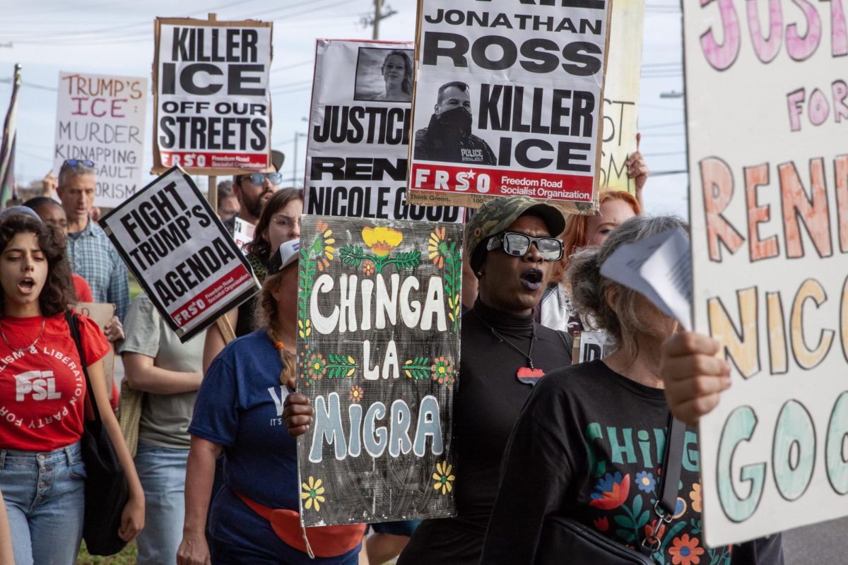 Community members marched in Kenner, Louisiana against Immigration and Customs Enforcement on Jan. 10, 2025. Protestors  were calling for justice for Renée Nicole Good who was killed in Minneapolis earlier this month. 