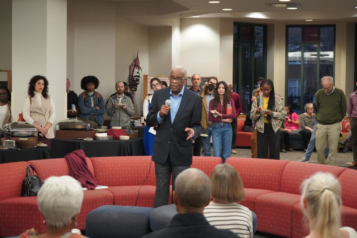 Dr. Ronnie Moore talking to the crowd about his experience during the civil rights movement.