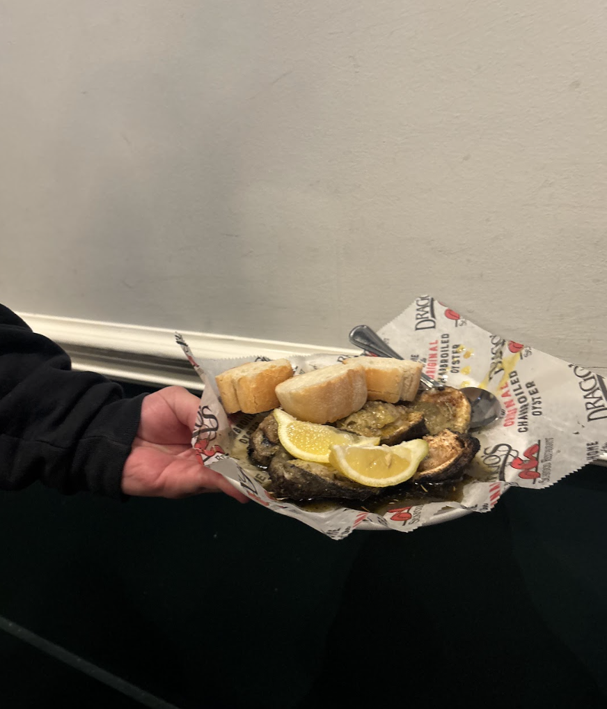 Server holding food 