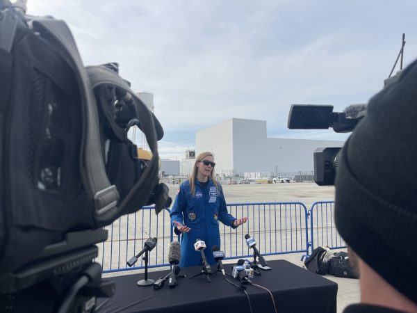 NASA Astronaut Nichole Ayers speaks during media gaggle at The Michoud Assembly on April 20th.
