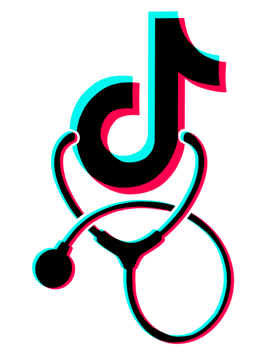 Graphic of Tik Tok logo with stethoscope. 